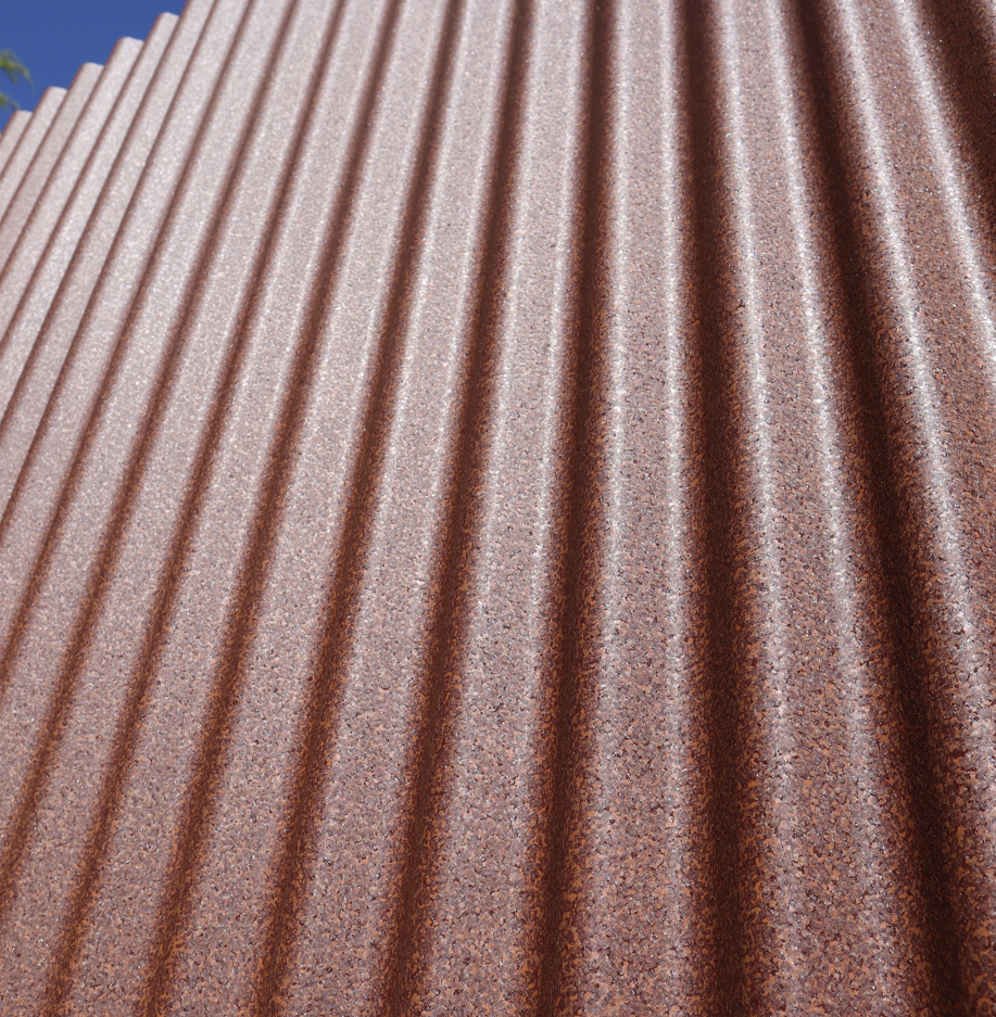 Corrugated metal panel in Sedona Rawhide